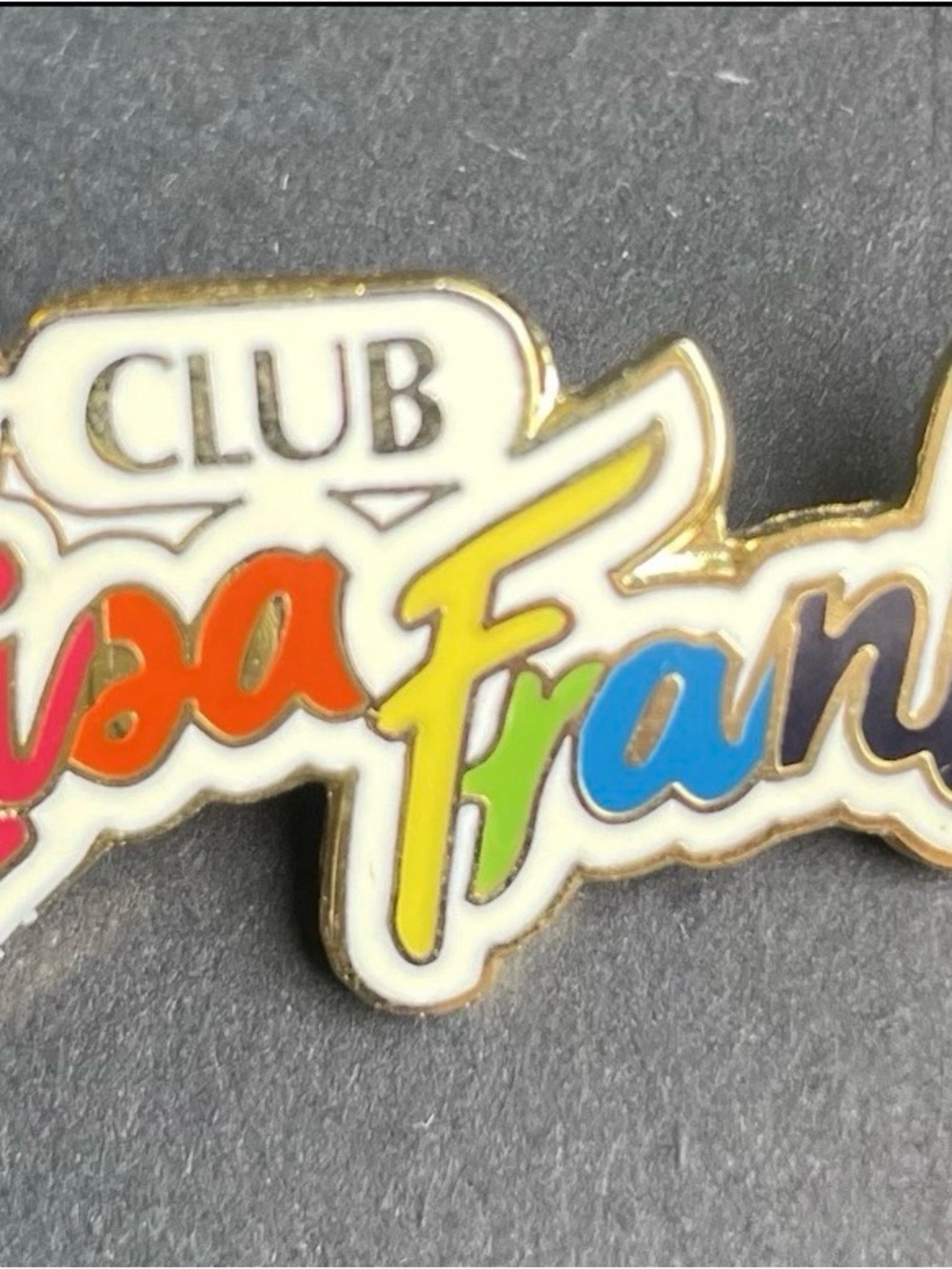 Lisa Frank Club RARE Vintage Multicolor Pinback Logo Badge Pin ORIGINAL Y2K